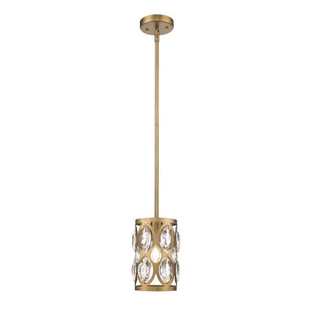 Z-Lite Dealey 1 Light Mini Pendant, Heirloom Brass & Clear 6010MP-HB